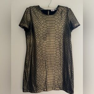 Charles Henry Gold Snake Print Dress